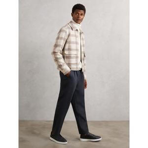 REISS Varena Zip-Through Check Overshirt with Wool